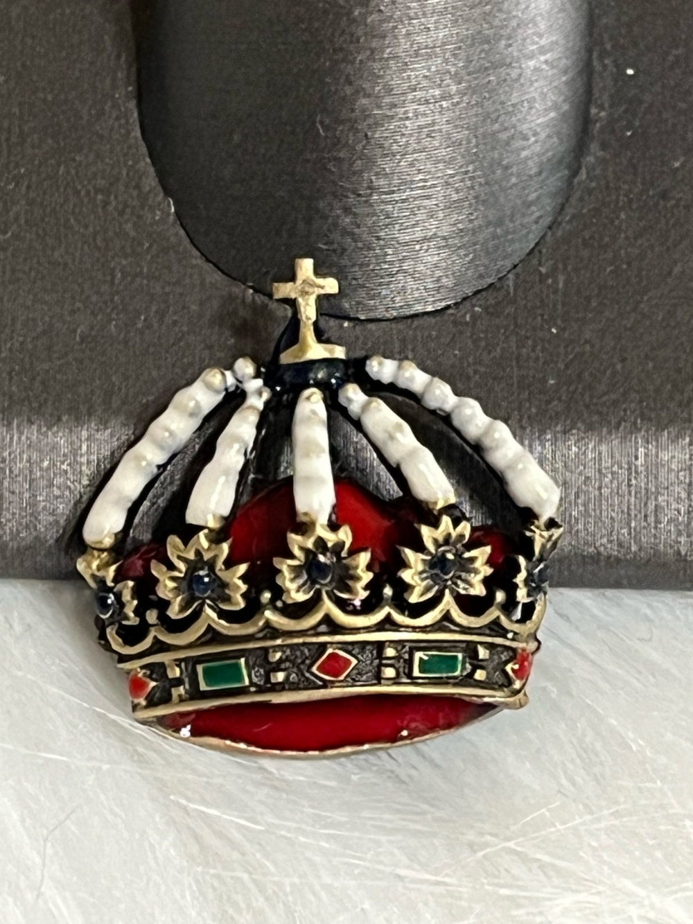 Enamel Crown Brooch